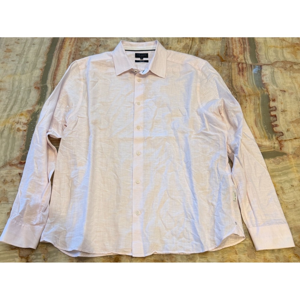 Ted Baker London Mens Button Up Shirt Pink Long Sleeve Regular Fit Size 5/US XL‎